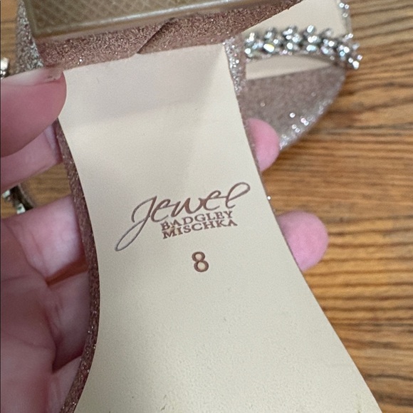 Badgley‎ Mischka Mayra Ankle Strap Evening Shoe rose gold glitter size 8 - Picture 8 of 13